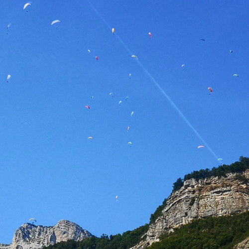 Le ballet des parapentistes de la Coupe Icare